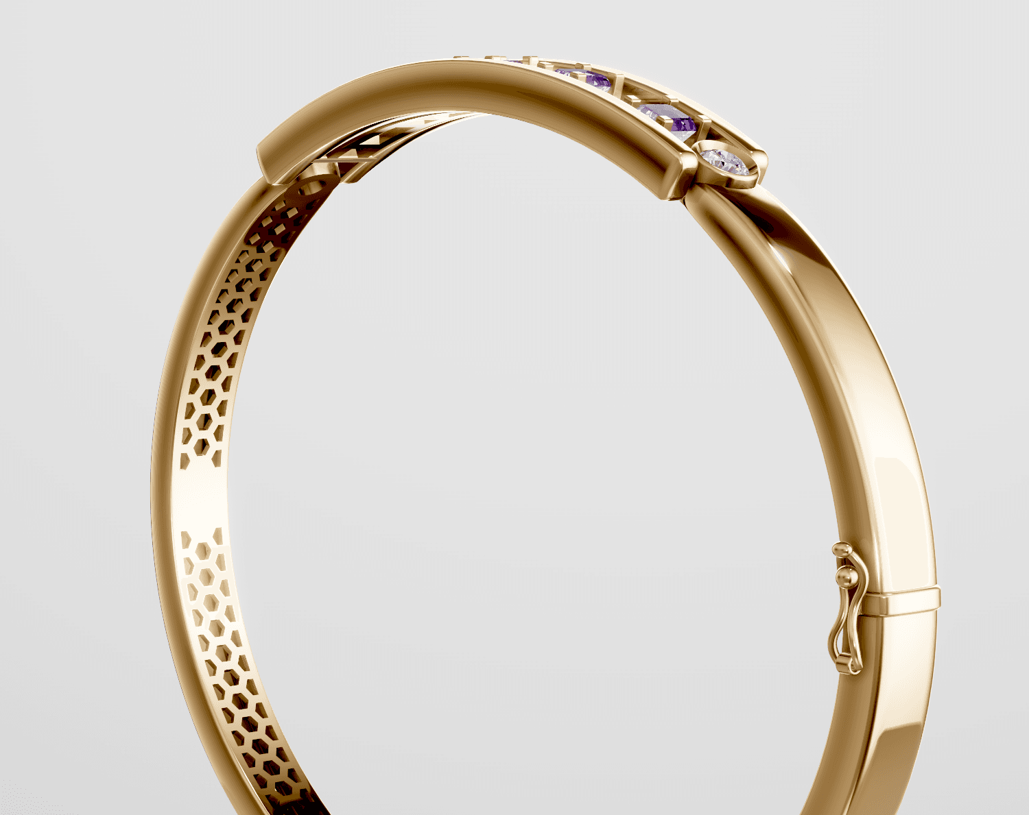 100% Made in Italy | 디지털 미학과 장인정신의 결합, 14K 골드 & 자수정 링크 뱅글 프리오더 3